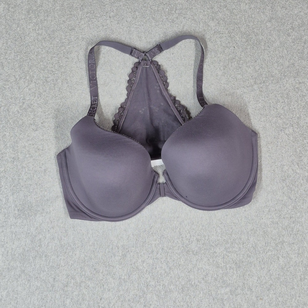 Victoria's Secret Women Bra 34DDD Gray Body By Underwired Lace Front Closure